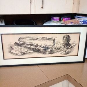 Fabulous Vintage Black/White Framed Beethoven Print